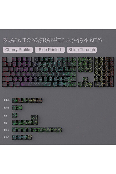 Choice4 134 Keys Black Contour 4.0 Side Engraved Keycap PBT Translucent 97 Ke...