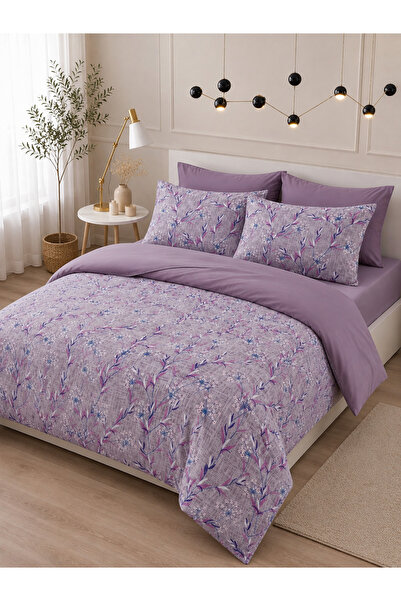 ROSERA HOME Double Elastic Sheet Duvet Cover Set Cotton Dal Lavender