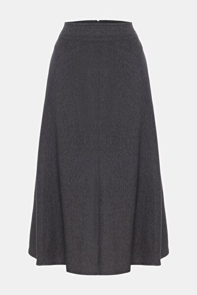 W Collection ANTRASİT MİDİ FERMUARLI ETEK