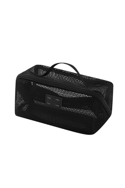 Choice3 black Large Capacity Mesh Handheld Makeup Bag Zipper Multi-layer Tran...