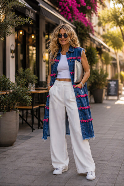 Lady Didi Fashion Kadın Tasarım Jean Denim Kot Yelek