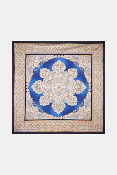 Vakko AÇIK MAVİ ETNİK DESENLİ TWILL EŞARP