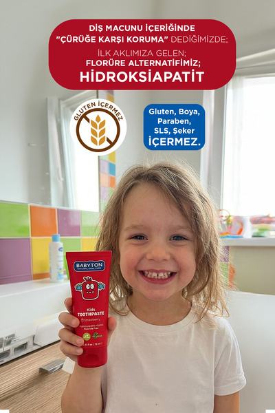 BABYTON Doğal Çilek Diş Macunu Florürsüz 75 ml