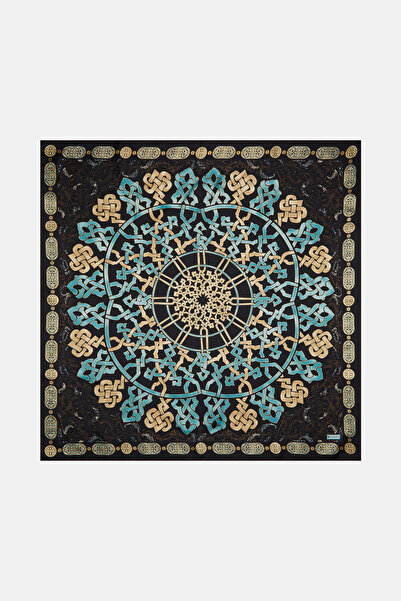 Vakko KAHVE GEOMETRİK DESENLİ TWILL EŞARP