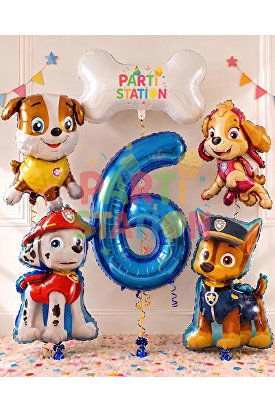 Parti Station Paw Patrol 6 Yaş Balon Set Paw Petrol Marshall Chase Skye Rubbl...