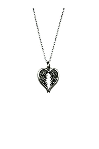 Herşey Nota Unisex Necklace with Aesthetic Feather Wings and Heart Figure – E...