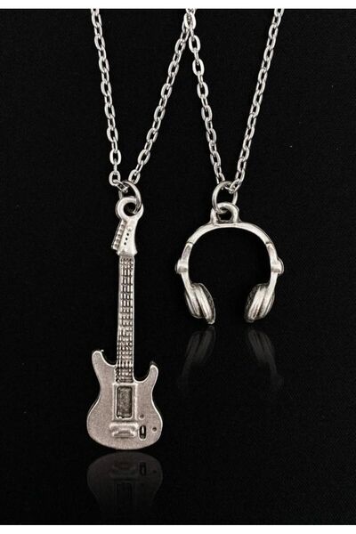 Genel Markalar Elektro Gitar Kulaklık Model 2'li Set 925 Ayar Gümüş Kaplama K...