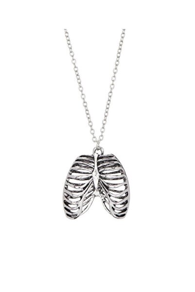 Herşey Nota Moda Gotik Vintage Göğüs Kafesi Kolye Anatomik Iskelet Kalp Retro...