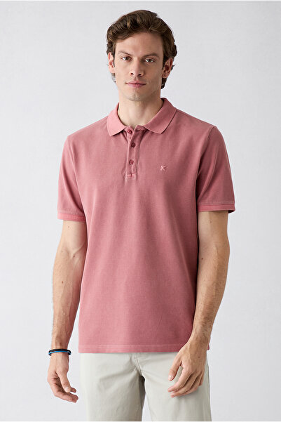Kiğılı Regular Fit Buttoned Polo Collar Embroidered 100% Cotton T-Shirt