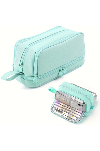 Choice4 light green Large-capacity stationery storage box with four-compartme...
