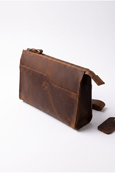 NZCLUB 100% Genuine Crazy Cowhide Leather Men's Handbag with Handle, Shaving ...