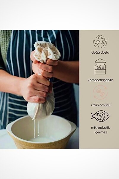 Peak Shine 35cm*50 Cm 1 Adet % 100 Pamuk Hazır Dikili Peynir,yogurt,süt Süzme Torbası (KREM RENK)
