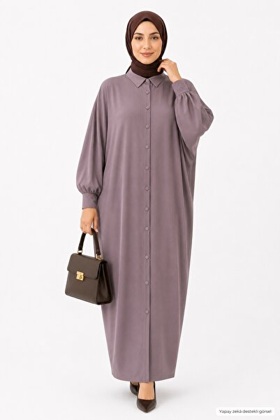 penyebizden Women's Sandy Hijab Shirt Dress Abaya-Mink
