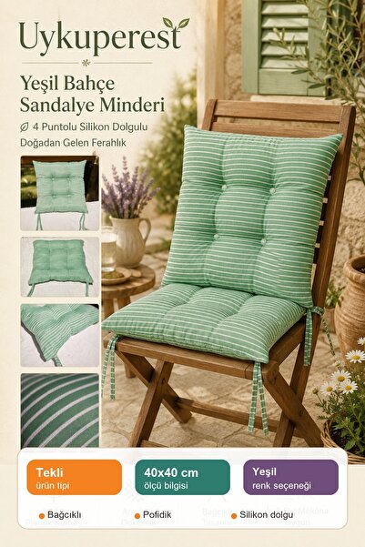 UYKUPEREST Pastello Pofidik Sandalye Minderi 40x40 Bağcıklı 4 Puntolu Silikon...