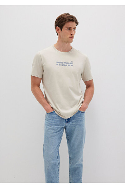 Mavi Graues T-Shirt mit Logo-Print, normale Passform / normaler Schnitt 06109...