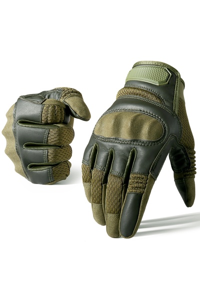 Choice M Green PU Leather Tactical Gloves Touch Screen Cycling Hard Shell Hik...
