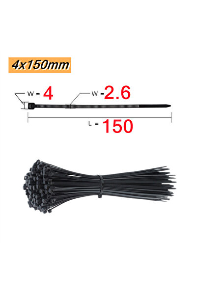 Choice8 Black-4x150mm-100pcs 100 PCS Self-locking Plastic Nylon Tie 100 PCS B...