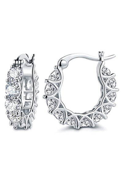Choice E807 Huitan Full Paved Crystal CZ Hoop Earrings for Women Dazzling Acc...