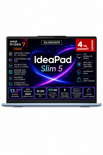 LENOVO IdeaPad Slim 5 AMD Ryzen 7 7735HS 16 GB LPDDR5x 6400 MHz 512 GB W11PRO...