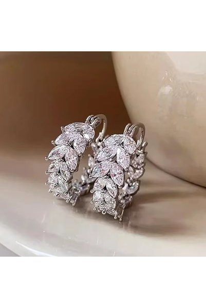 Choice E4378 Huitan Hot Trendy Leaf Design Hoop Earrings for Women Marquise C...