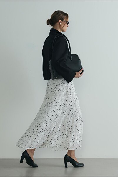 Suud Collection White Fairy Polka Dot Pleated Skirt