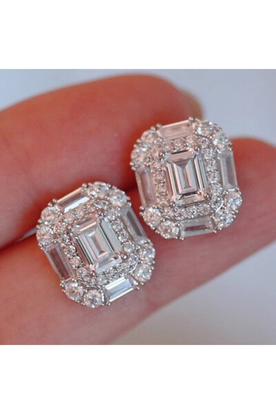Choice E3680 Huitan Geometric Cubic Zirconia Crystal Stud Earrings for Women ...
