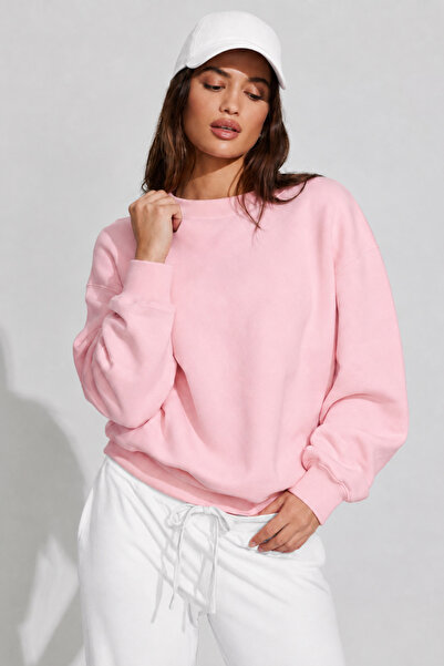 Seeh Pink Long Sleeve Basic Women's Sweatshirt Sh278