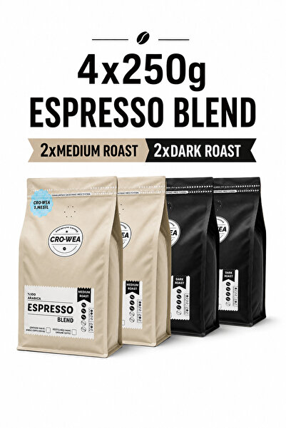 Espresso Blend 4x250g - 2 Medium Roast - 2 Dark Roast Çekirdek Kahve