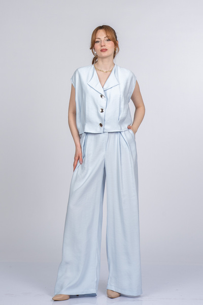 MissVina Γιλέκο με φαρδιά λαιμόκοψη Celinea και παντελόνι με φαρδιά μπατζάκια