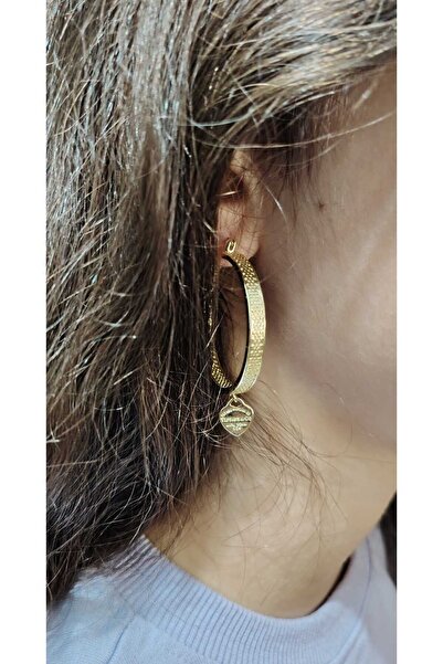 OEM Σκουλαρίκια Tiffry επιχρυσωμένα 14 καρατίων, διάμετρος 5 εκ.