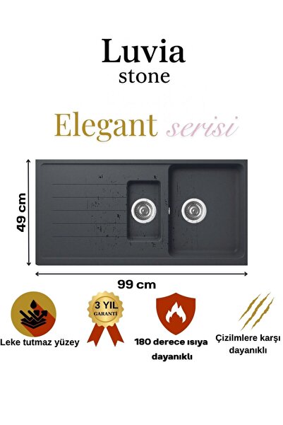 luvia Granit eviye 100*50 black elegant serisi