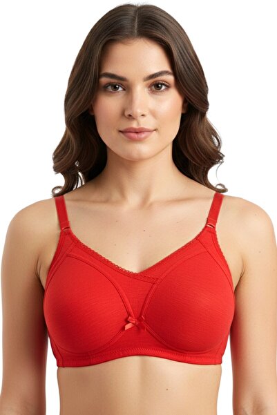 hadiora Women's Red Unpadded Underwire-Free Bra
