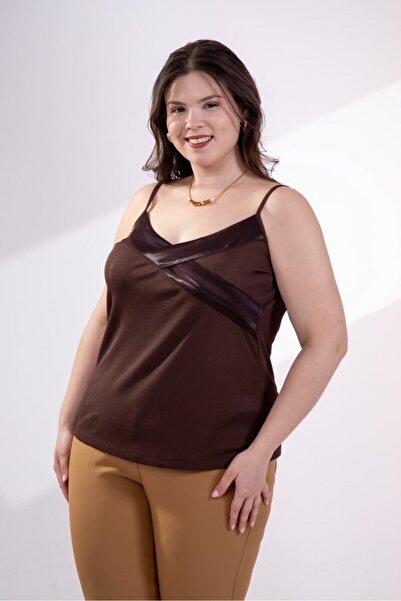 Roxxlen Γυναικεία Μπλούζα με Σατέν Γιακά και Κορδόνια, Μεγάλο Μέγεθος