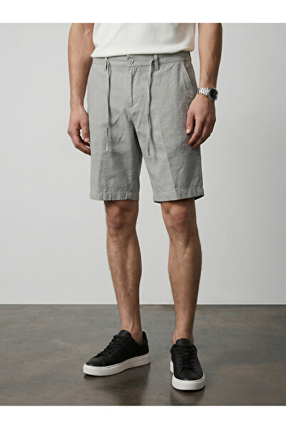 BASEL.CO Άνετο βασικό λινό σορτς με ελαστική μέση