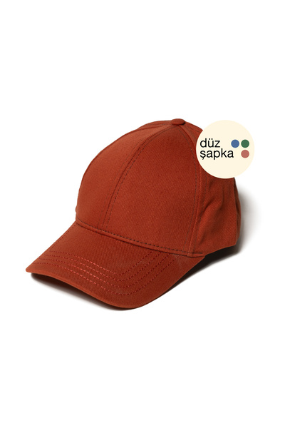 düz şapka studio Flat Hat |   Kiremit Gabardin Kep Hat - Minimalist, Without Logo and Text