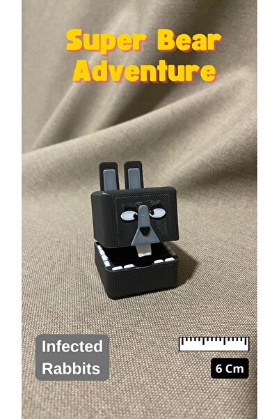 3D Ekspres Super Bear Adventure Infected Rabbit Gri Tavşan Açılır Ağızlı 6 Cm