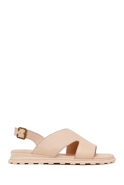 Derimod Γυναικεία δερμάτινα σανδάλια μπεζ με αγκράφα 26SFD350418