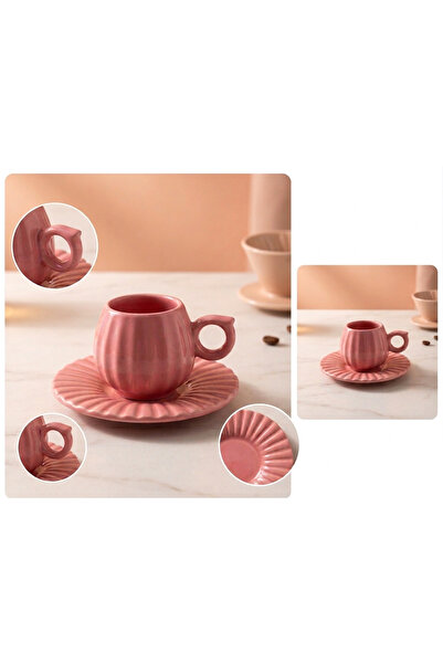 kasımoğulları concept Handmade Matte Ceramic Oyster Pattern Espresso and Turk...