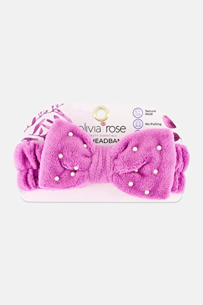 Olivia Rose طوق رأس سبا مزين بفيونكة للنساء، باللون الأرجواني