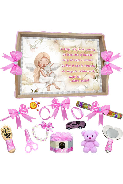 LoreBebe Set Tava Taiere Mot Fete, Tavita Mot, 11 Piese, Model Dragoste Lumin...