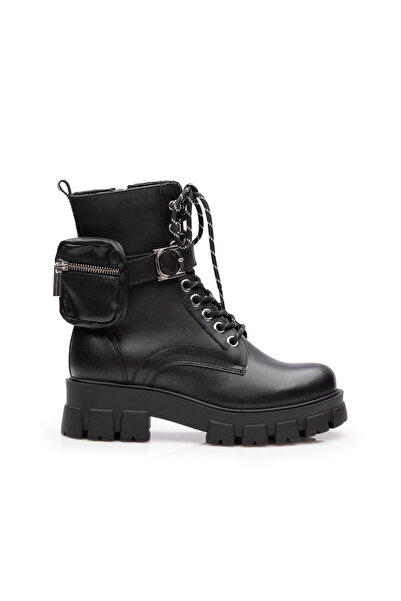 UrbanShoes Ghete damă casual din piele naturală, Leofex - 330 Negru Box