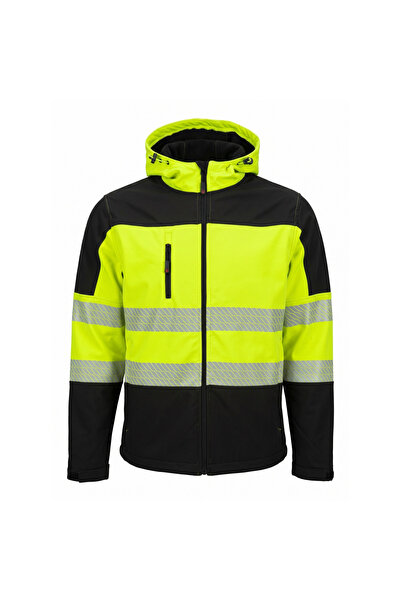 BSafe Jacheta de lucru cu benzi reflectorizante Seen-Y, softshell, galben neon/negru