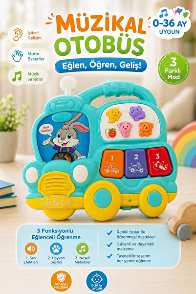 Toyaş Sesli Işıklı Müzikal Oyuncak Eğitici Bebek Oyuncağı 0-36 Ay 3 Mod