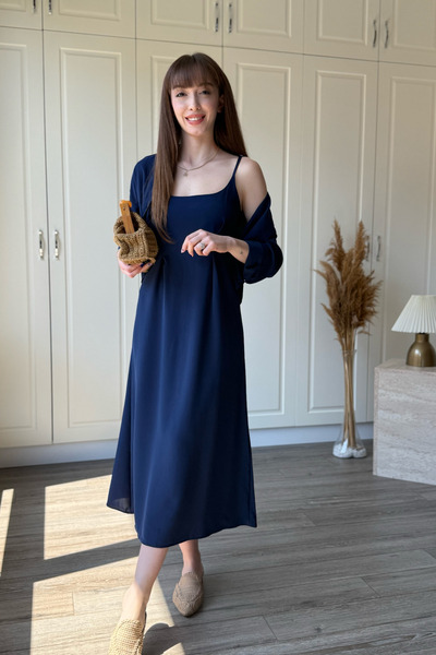 Dilay Gökoğlu Butik Σετ Φόρεμα-Πουκάμισο με Λεπτομέρεια Ντραπέ στο Στήθος