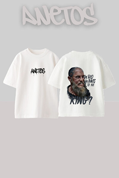 Anetos Μπλουζάκι Ragnar Lothbrok 7 με στάμπα στην πλάτη, βαμβακερό λευκό over...