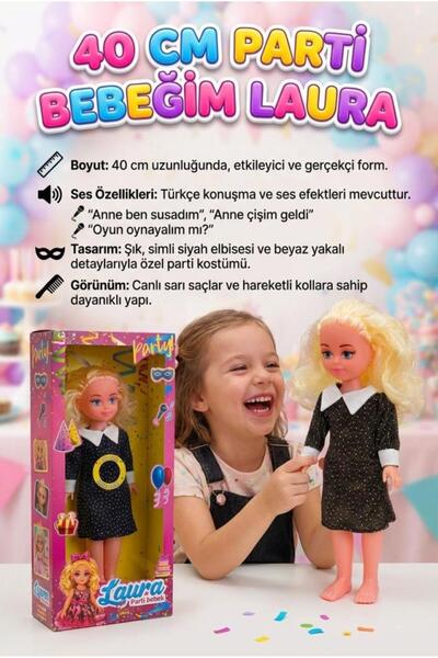 Tıfıl Toys Laura Bebek! 40cm Sesli İnteraktif Türkçe Konuşan Eklemleri Hareke...
