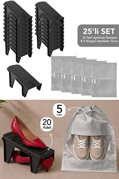Meleni Home Set od 25 delova - 20 pojedinačnih rampi za cipele i 5 organizato...