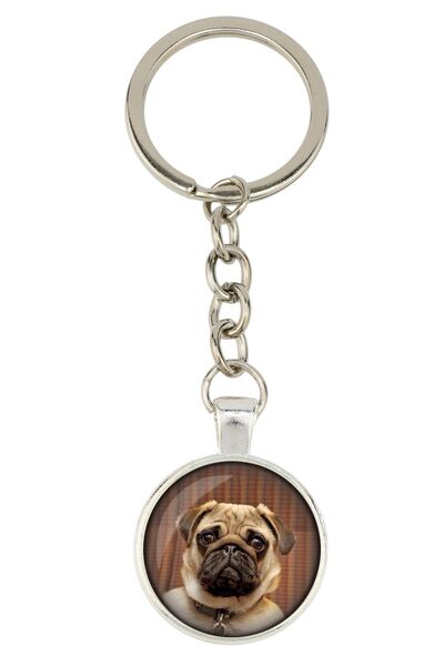 Art - Dog Pug - breloc cu fotografia ta, decorațiune pentru chei, pandantiv p...