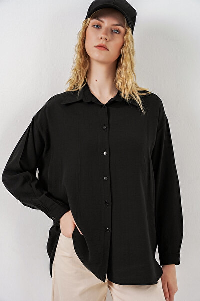 Bigdart Γυναικείο Μακρύ Υπερμεγέθες Πουκάμισο 20334 - Μαύρο