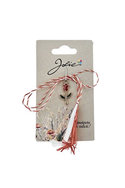 Vader Martisor Traditional, Jolie, Model Lalea, cu Snur Impletit Alb/Rosu, Pa...